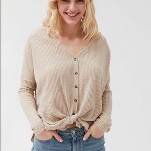 Out from under Jojo oversized button-front top